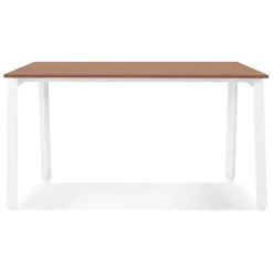 ALTEREGO Bureau droit design 'AMADEUS' en bois finition Noyer et métal blanc Online