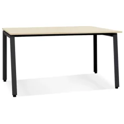 ALTEREGO Bureau droit design 'AMADEUS' en bois finition naturelle et métal noir Online