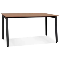 ALTEREGO Bureau droit design 'AMADEUS' en bois finition Noyer et métal noir Clearance