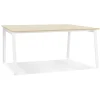 ALTEREGO Bureau droit design 'AMADEUS' en bois finition naturelle et métal blanc Clearance