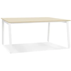 ALTEREGO Bureau droit design 'AMADEUS' en bois finition naturelle et métal blanc Clearance