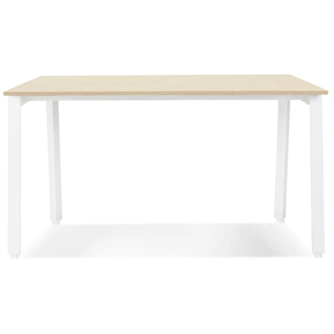ALTEREGO Bureau droit design 'AMADEUS' en bois finition naturelle et métal blanc Clearance