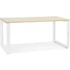 ALTEREGO Bureau droit design 'BAKUS' en bois finition naturelle et métal blanc Discount