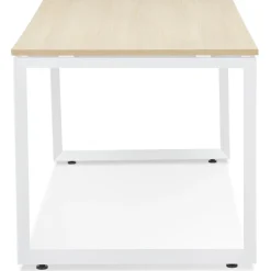 ALTEREGO Bureau droit design 'BAKUS' en bois finition naturelle et métal blanc Discount