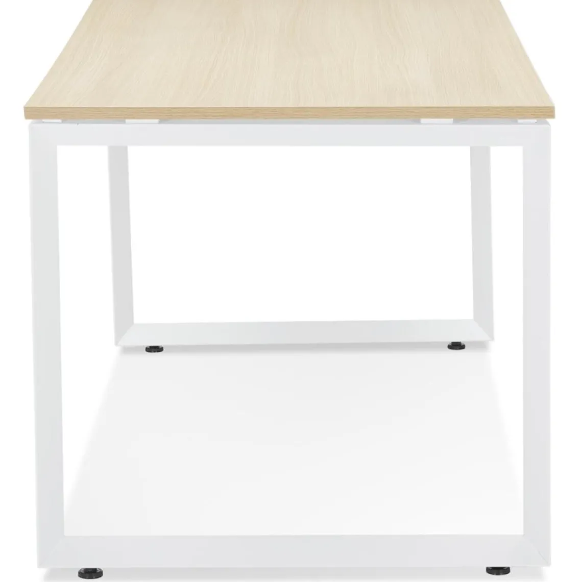 ALTEREGO Bureau droit design 'BAKUS' en bois finition naturelle et métal blanc Discount