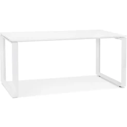 ALTEREGO Bureau droit design 'BAKUS' en bois et métal blanc Discount