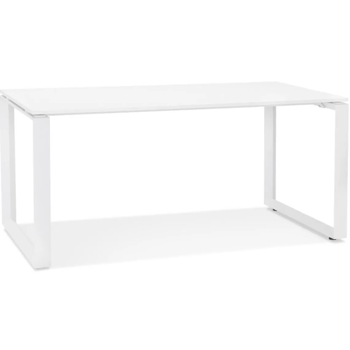 ALTEREGO Bureau droit design 'BAKUS' en bois et métal blanc Discount