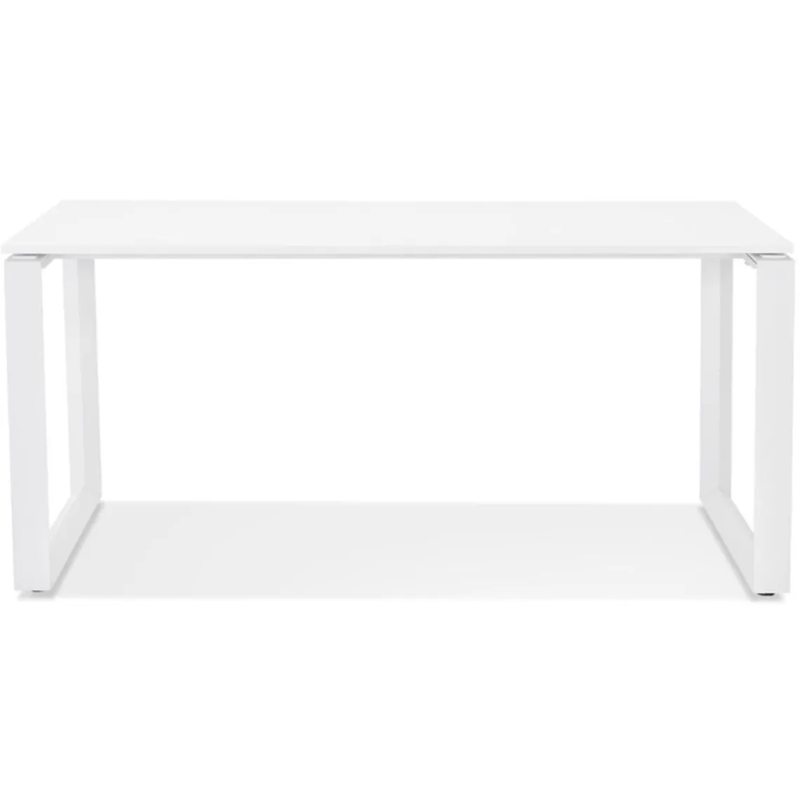 ALTEREGO Bureau droit design 'BAKUS' en bois et métal blanc Discount