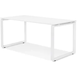 ALTEREGO Bureau droit design 'BAKUS' en bois et métal blanc Discount