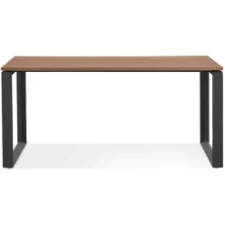 ALTEREGO Bureau droit design 'BAKUS' en bois finition Noyer et métal noir New