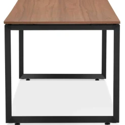 ALTEREGO Bureau droit design 'BAKUS' en bois finition Noyer et métal noir New