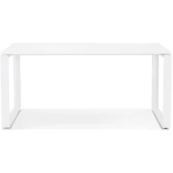 ALTEREGO Bureau droit design 'BAKUS' en verre et métal blanc