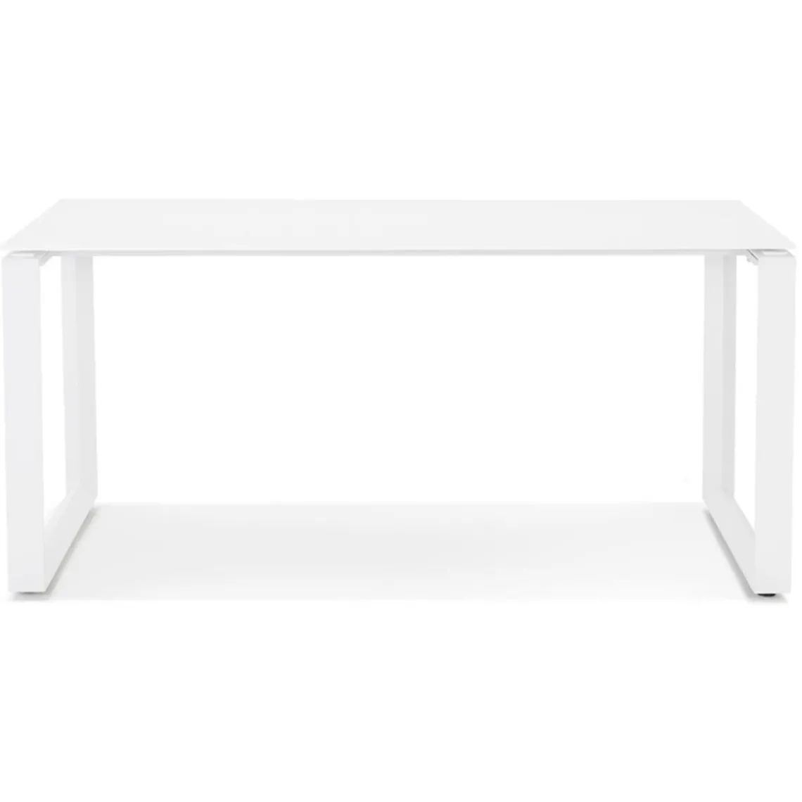 ALTEREGO Bureau droit design 'BAKUS' en verre et métal blanc