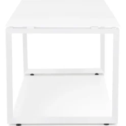 ALTEREGO Bureau droit design 'BAKUS' en verre et métal blanc
