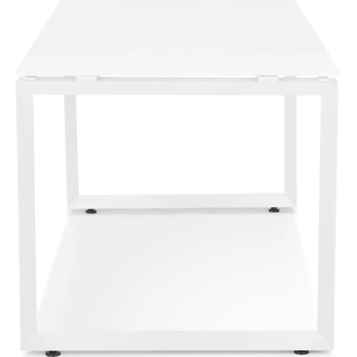 ALTEREGO Bureau droit design 'BAKUS' en verre et métal blanc