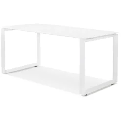 ALTEREGO Bureau droit design 'BAKUS' en verre et métal blanc