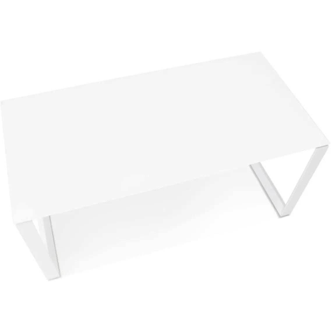 ALTEREGO Bureau droit design 'BAKUS' en verre et métal blanc