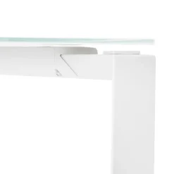 ALTEREGO Bureau droit design 'BAKUS' en verre et métal blanc