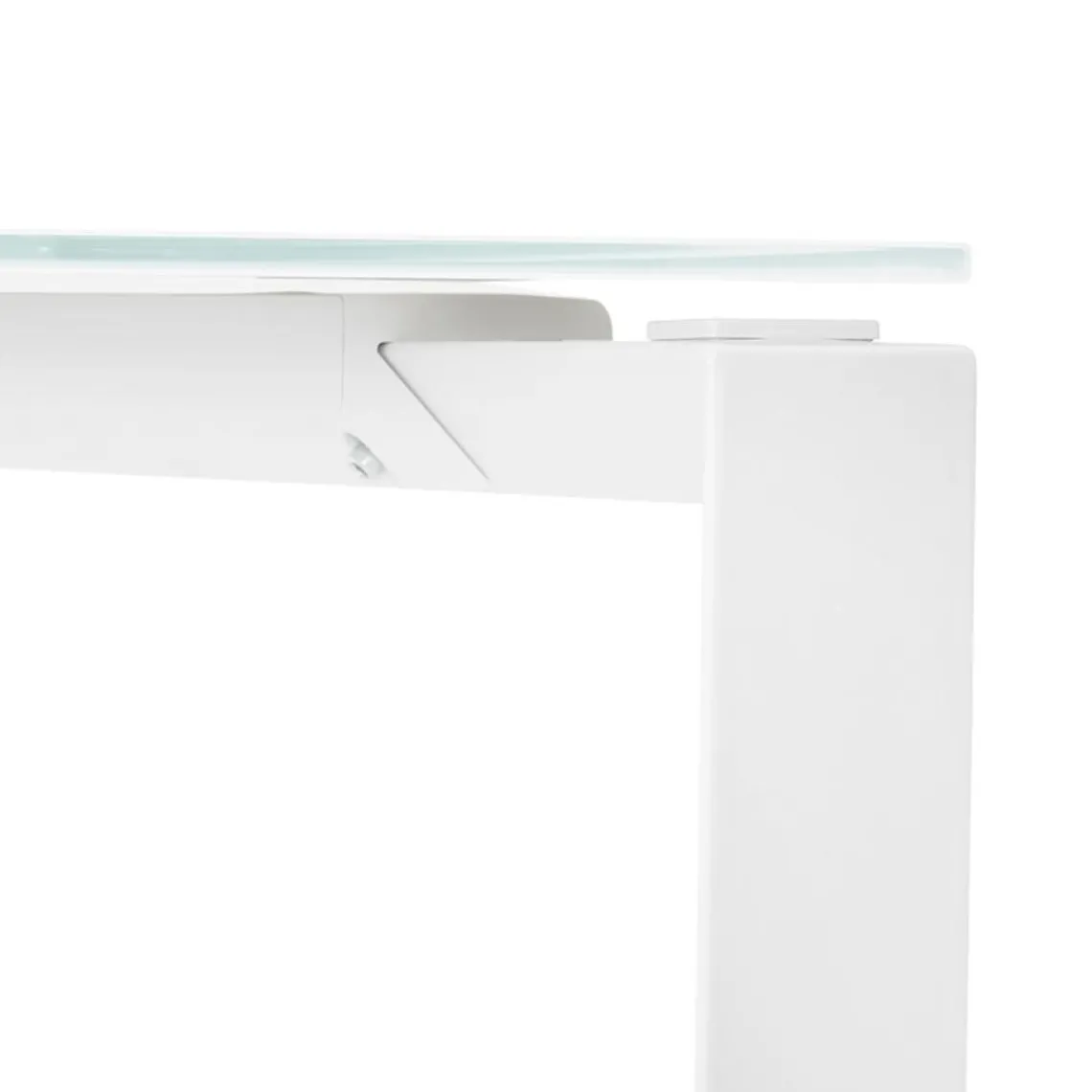 ALTEREGO Bureau droit design 'BAKUS' en verre et métal blanc