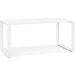 ALTEREGO Bureau droit design 'BAKUS' en verre et métal blanc