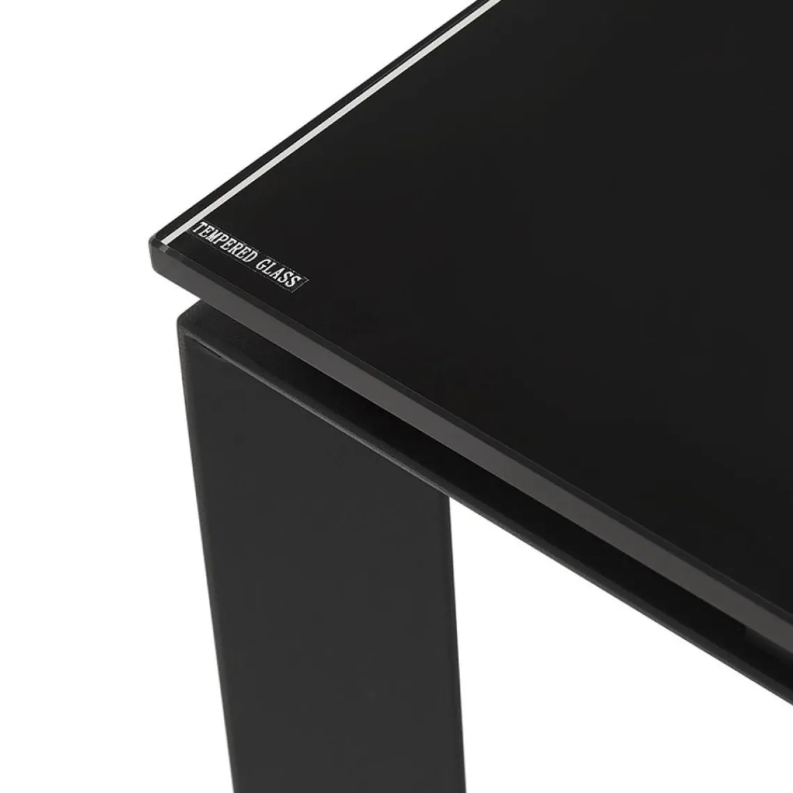 ALTEREGO Bureau droit design 'BAKUS' en verre et métal noir Outlet