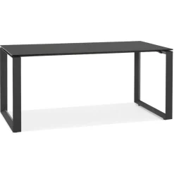 ALTEREGO Bureau droit design 'BAKUS' en verre et métal noir Outlet