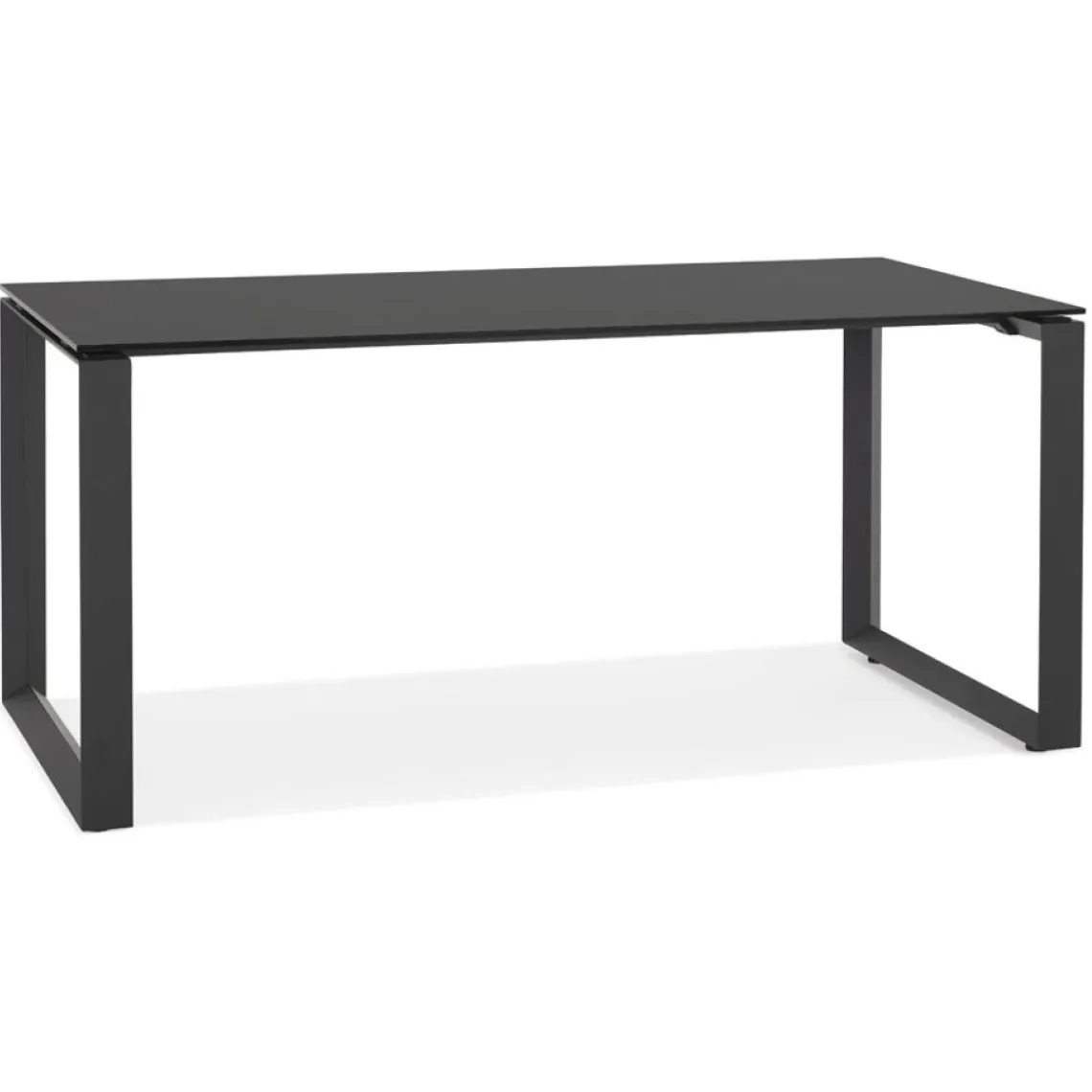 ALTEREGO Bureau droit design 'BAKUS' en verre et métal noir Outlet