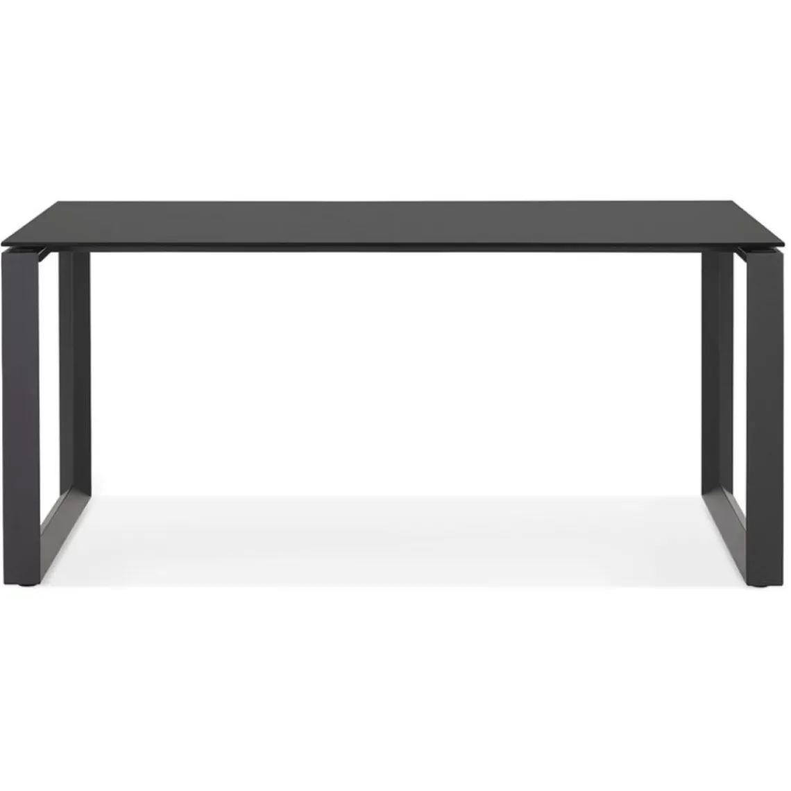 ALTEREGO Bureau droit design 'BAKUS' en verre et métal noir Outlet