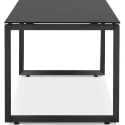 ALTEREGO Bureau droit design 'BAKUS' en verre et métal noir Outlet