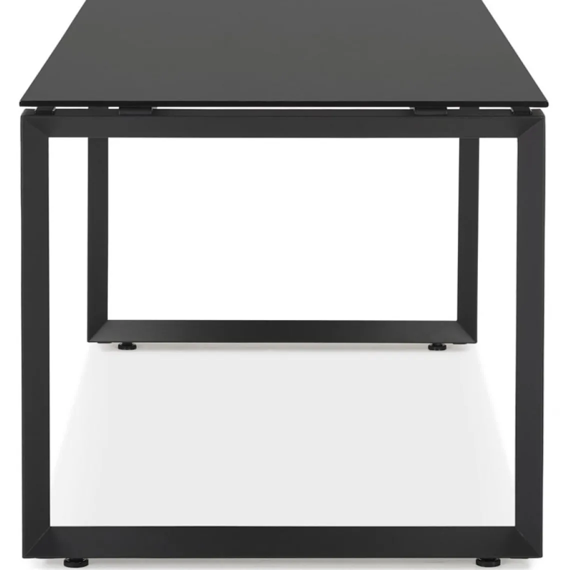 ALTEREGO Bureau droit design 'BAKUS' en verre et métal noir Outlet