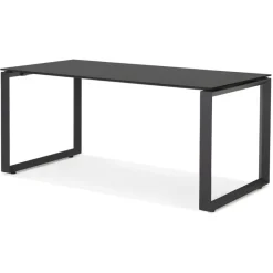 ALTEREGO Bureau droit design 'BAKUS' en verre et métal noir Outlet