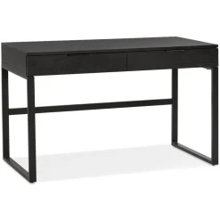 ALTEREGO Bureau droit design 'DOMINIK' en bois et métal noir