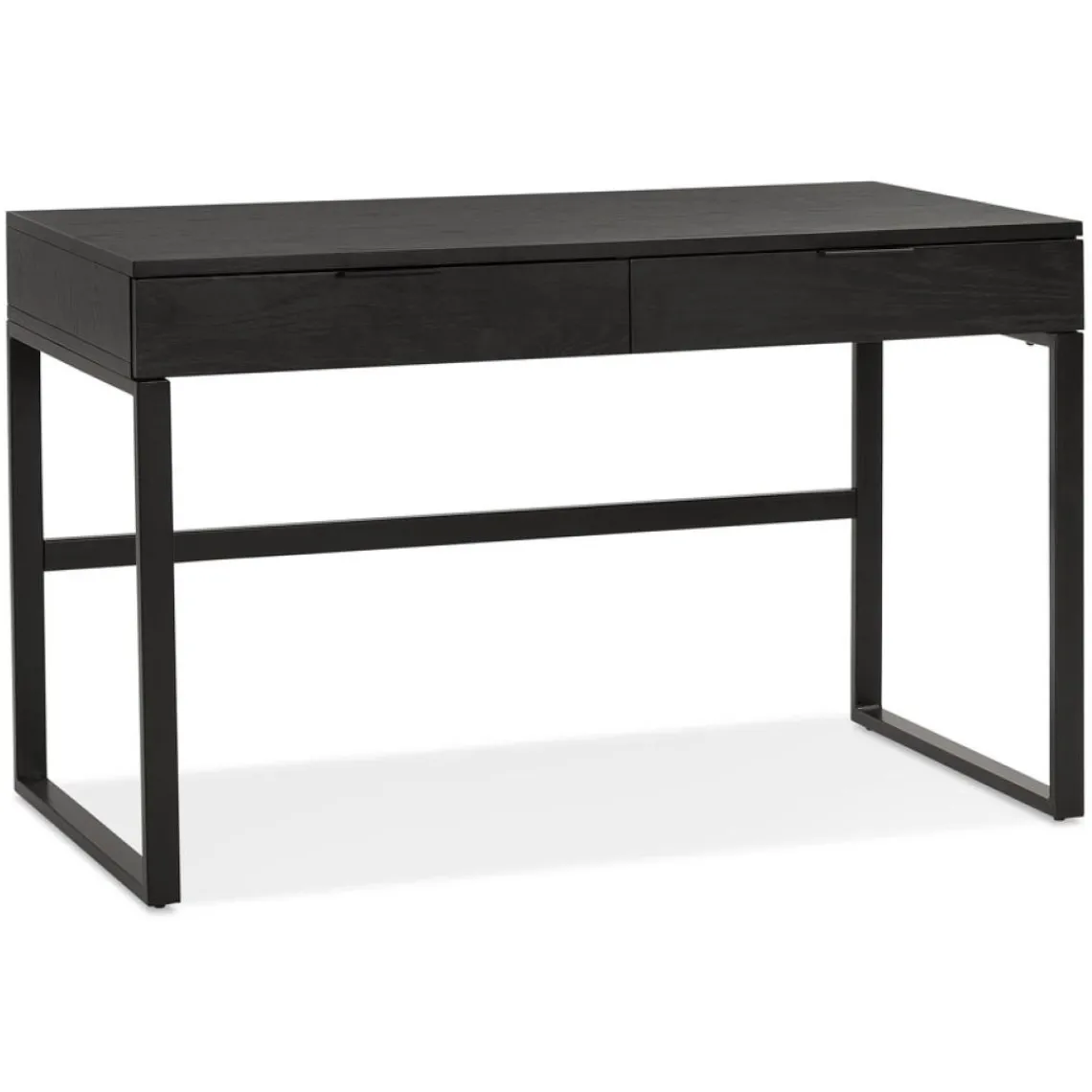 ALTEREGO Bureau droit design 'DOMINIK' en bois et métal noir