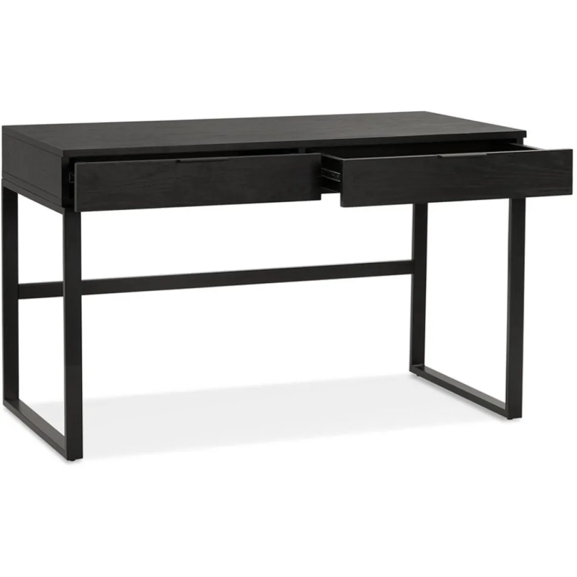 ALTEREGO Bureau droit design 'DOMINIK' en bois et métal noir