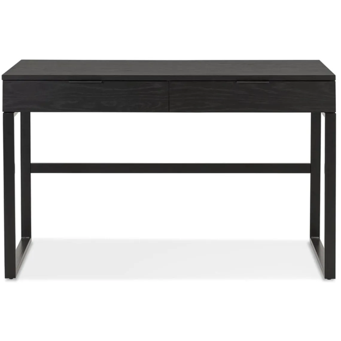 ALTEREGO Bureau droit design 'DOMINIK' en bois et métal noir