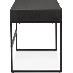 ALTEREGO Bureau droit design 'DOMINIK' en bois et métal noir