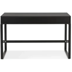 ALTEREGO Bureau droit design 'DOMINIK' en bois et métal noir
