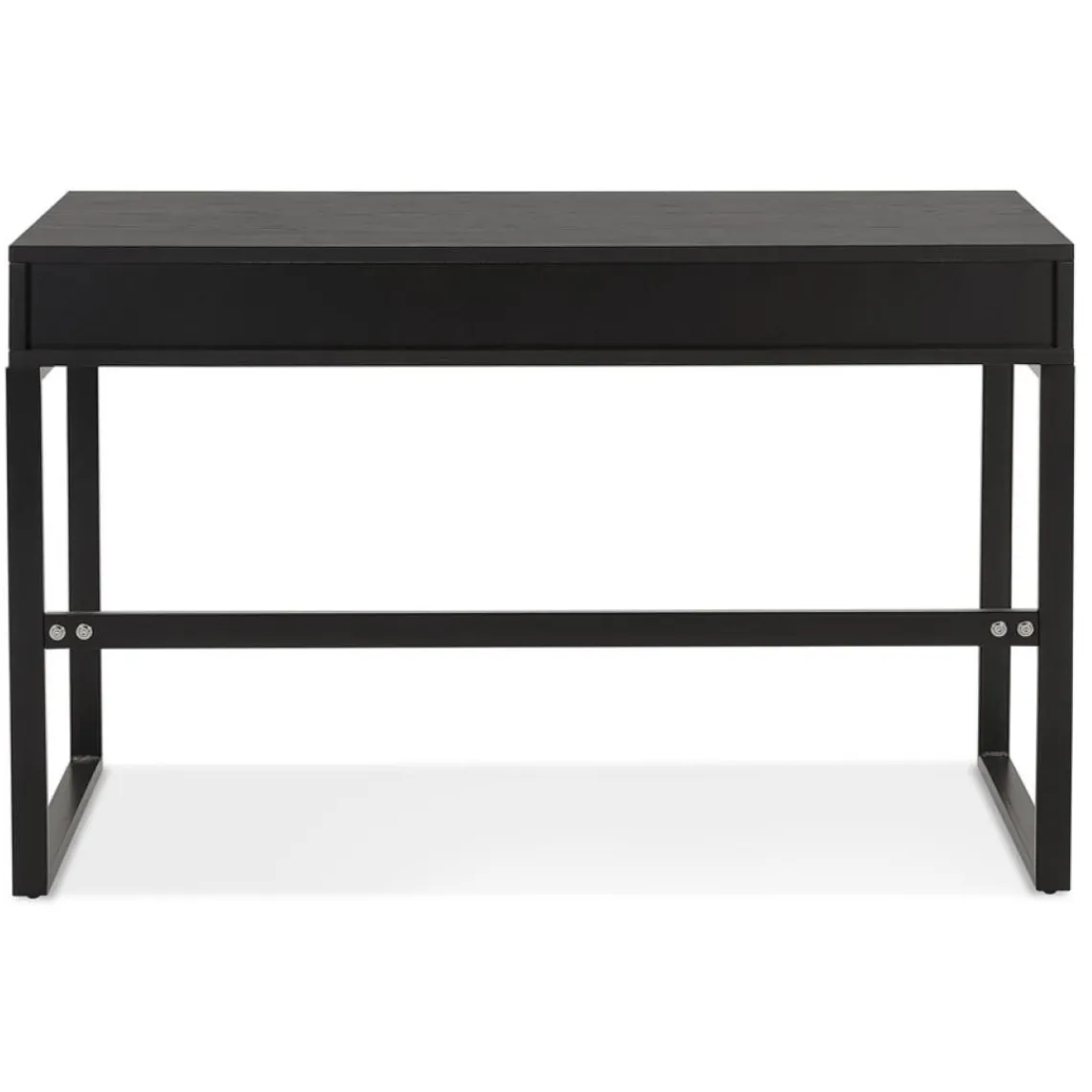 ALTEREGO Bureau droit design 'DOMINIK' en bois et métal noir