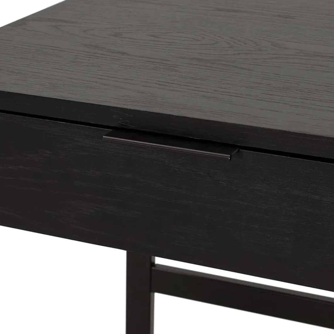 ALTEREGO Bureau droit design 'DOMINIK' en bois et métal noir