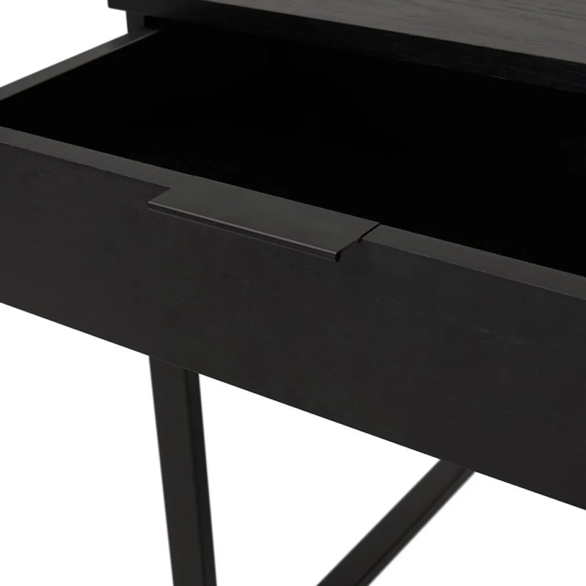 ALTEREGO Bureau droit design 'DOMINIK' en bois et métal noir