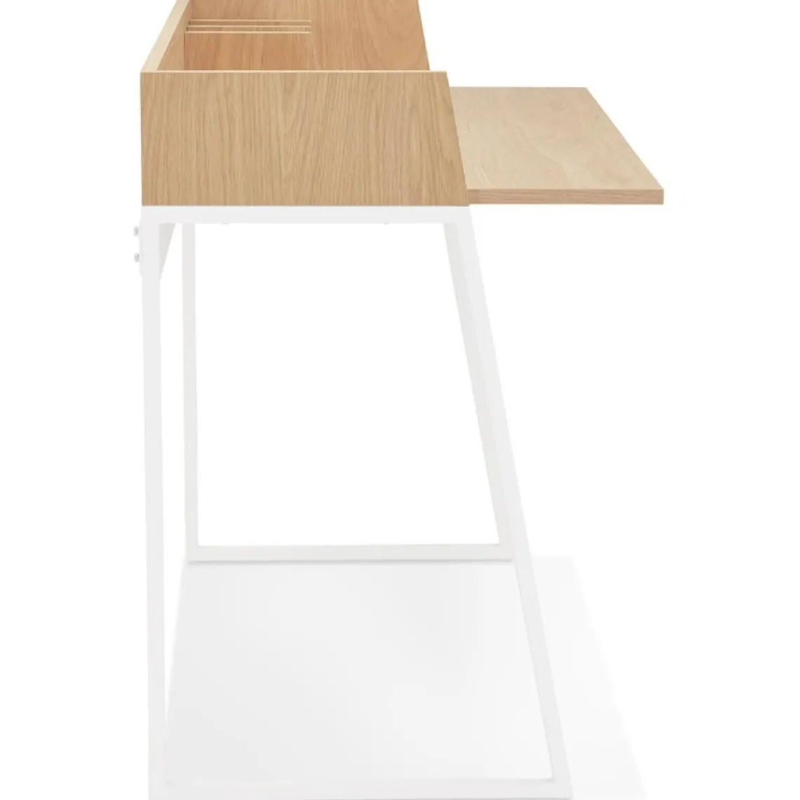 ALTEREGO Bureau droit design 'SALMON' en bois finition naturelle et métal blanc Online