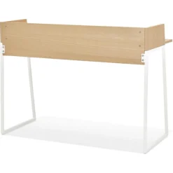 ALTEREGO Bureau droit design 'SALMON' en bois finition naturelle et métal blanc Online