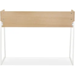 ALTEREGO Bureau droit design 'SALMON' en bois finition naturelle et métal blanc Online
