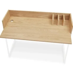 ALTEREGO Bureau droit design 'SALMON' en bois finition naturelle et métal blanc Online