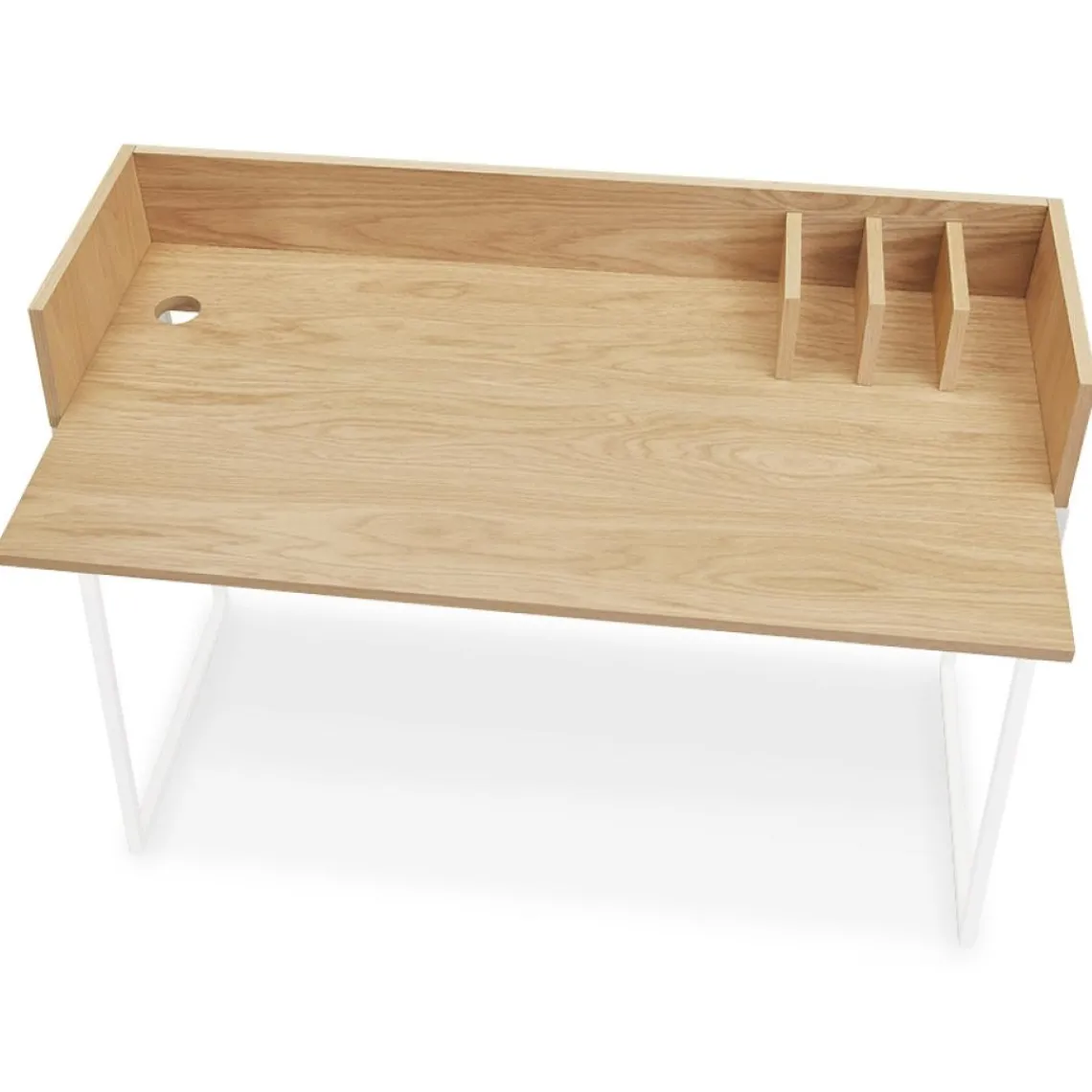 ALTEREGO Bureau droit design 'SALMON' en bois finition naturelle et métal blanc Online