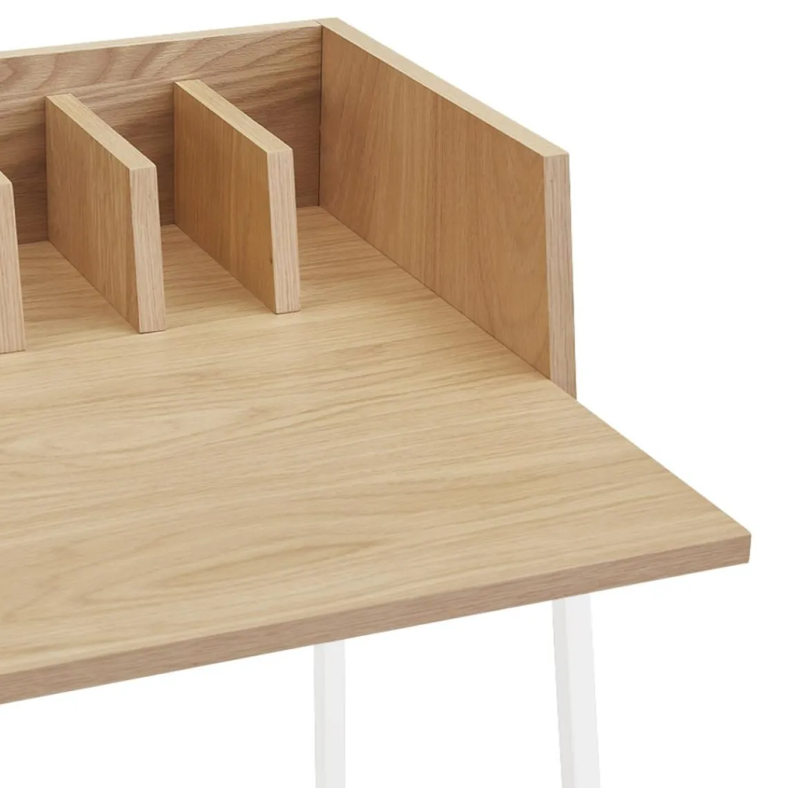 ALTEREGO Bureau droit design 'SALMON' en bois finition naturelle et métal blanc Online