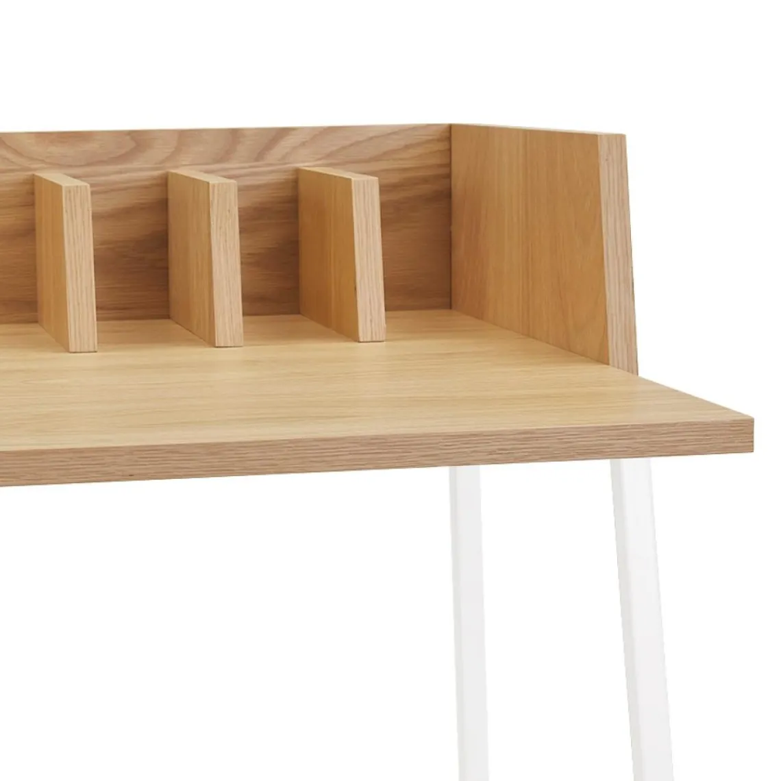 ALTEREGO Bureau droit design 'SALMON' en bois finition naturelle et métal blanc Online