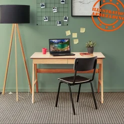 ALTEREGO Bureau droit design 'SIROKO' en bois naturel