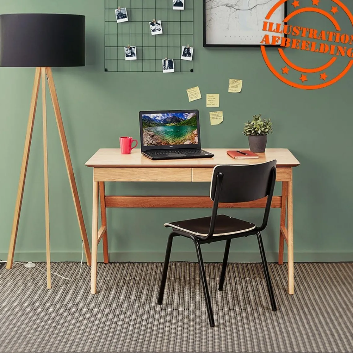 ALTEREGO Bureau droit design 'SIROKO' en bois naturel