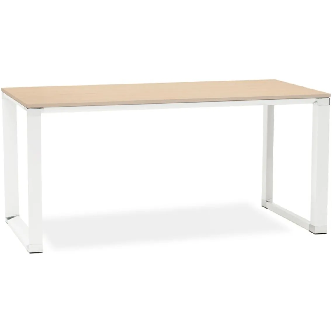 ALTEREGO Bureau droit design 'XLINE' en bois finition naturelle et métal blanc Best